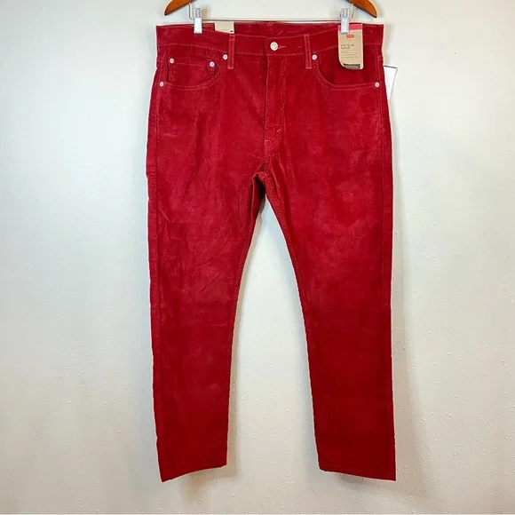 Levi’s 512 Men’s Slim Fit Taper Corduroy Brick Red Jeans Size 36 NWT